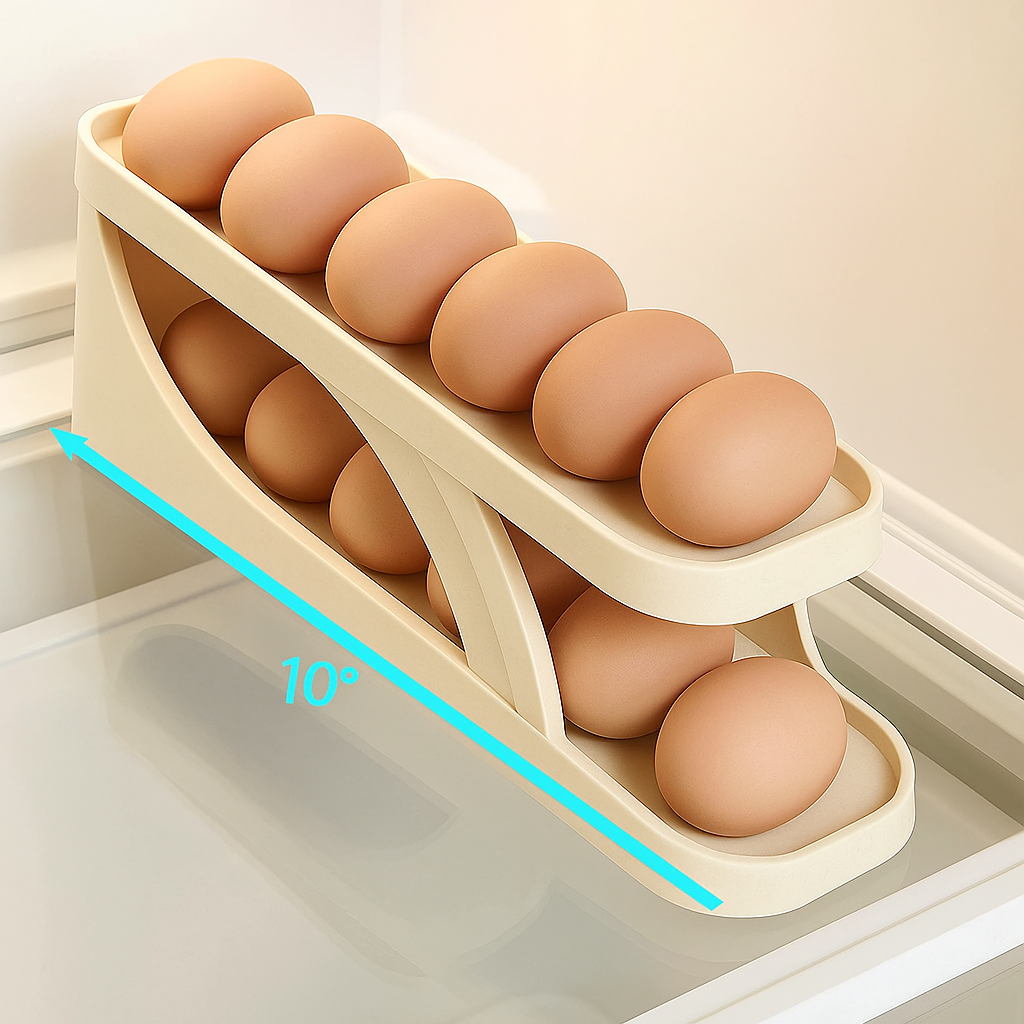 Auto-Rolling Egg Display Rack