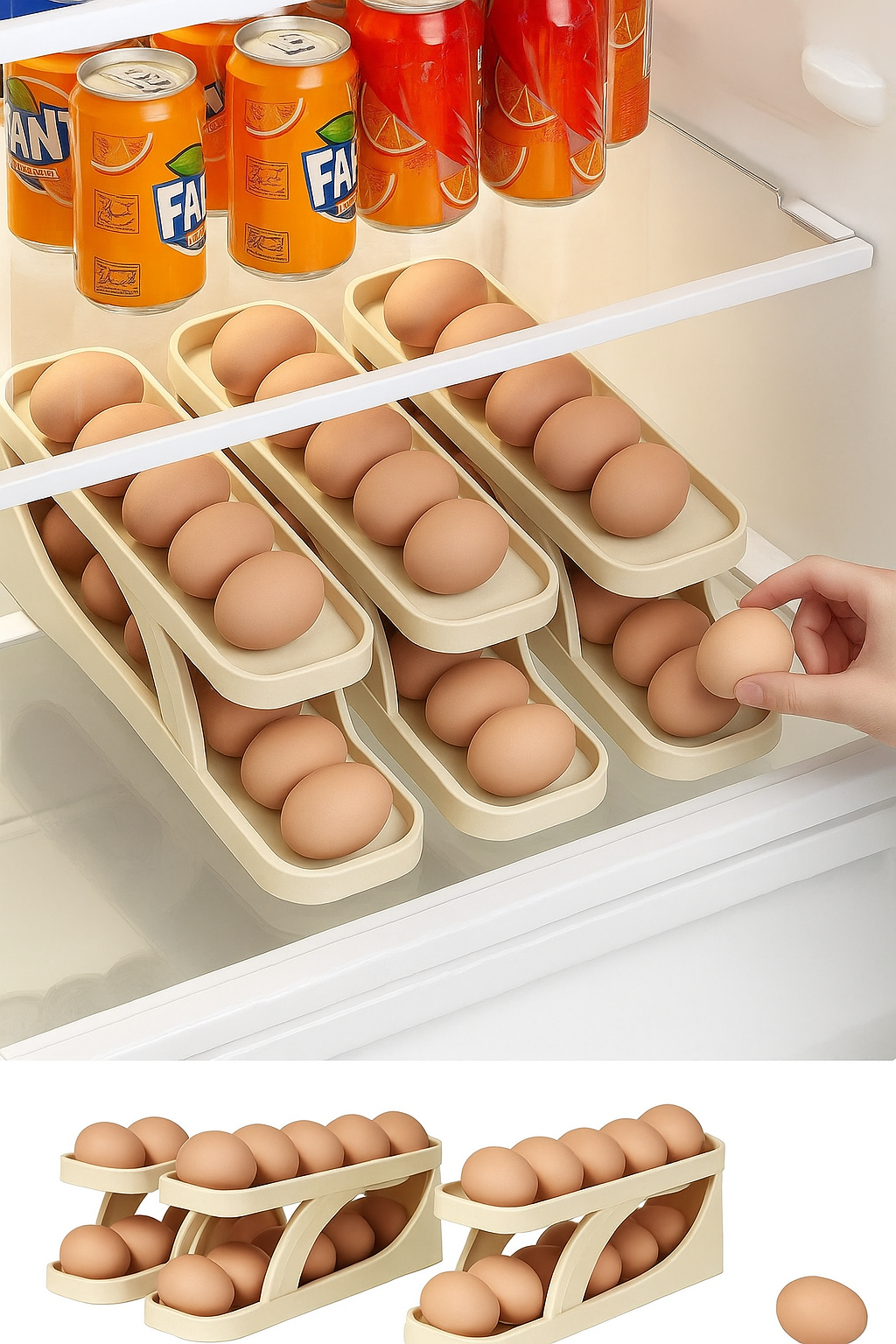 Auto-Rolling Egg Display Rack